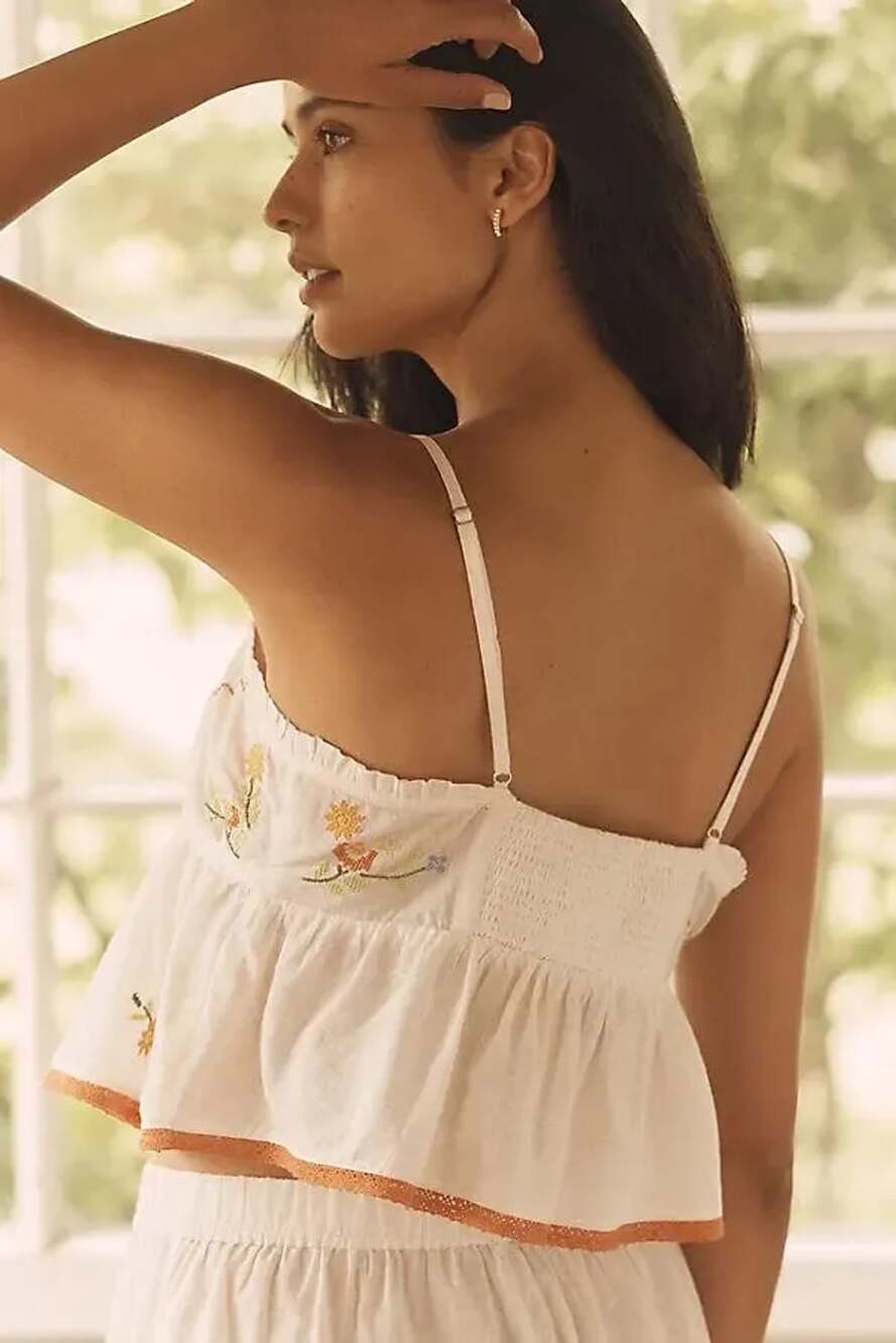 Anthropologie Champagne Supernova Embroidered Cami Tank Top Sz M - Picture 5 of 10